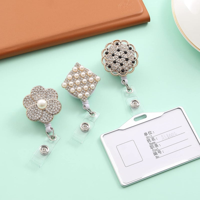 Coeufuedy Badge Reel Retractable Badge Holder with Alligator Clip Nurse Cute Badge Clip for ID Card Holders 24"" Wire Cord 3PCS (multicolored-38) - Image 3